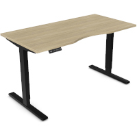 Zoom Electric Dual Motor Height Adjustable Sit Stand Office Desk Dual Purpose Reversible Scallop Top W1200xD700xH685-1185mm Urban Oak Top Black Frame 10 Year Warranty